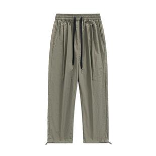 回力冰丝九分休闲裤男夏季薄款宽松直筒运动透气速干凉感过膝中裤