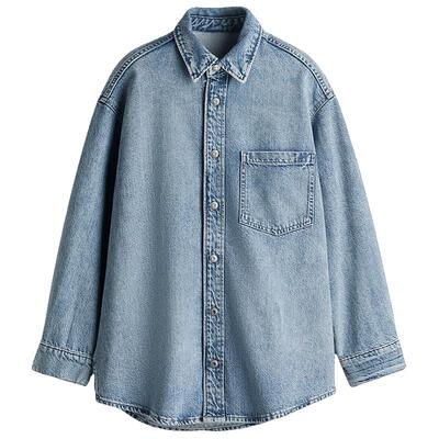 HM女装衬衫夏季Feather Soft大廓形牛仔衬衫1260480