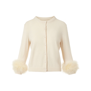 朗姿集团LIME莱茵针织开衫羽毛气质优雅复古减龄纯色高级25秋新款