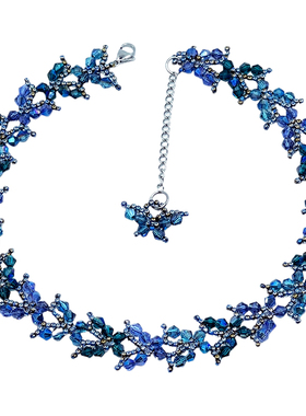 原创蓝闪蝶纯手作编制choker项链