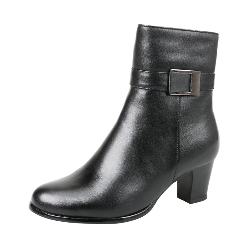 际华3515强人高跟尖头春秋冬季保暖时尚女真皮马丁靴耐磨透气皮靴