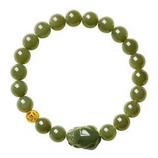 宫里上新和田玉手串女款天然玉石绿色貔貅手链串珠生日礼物送妈妈