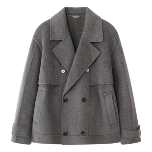 【海军短大衣】70%绵羊毛 复古磨毛夹克男休闲老钱风毛呢外套短款