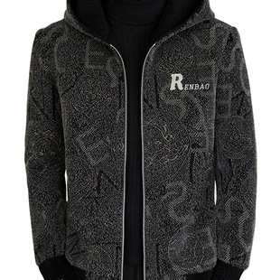 啄木鸟秋冬季加绒加厚毛呢外套男士毛呢大衣短款休闲外套夹克男装