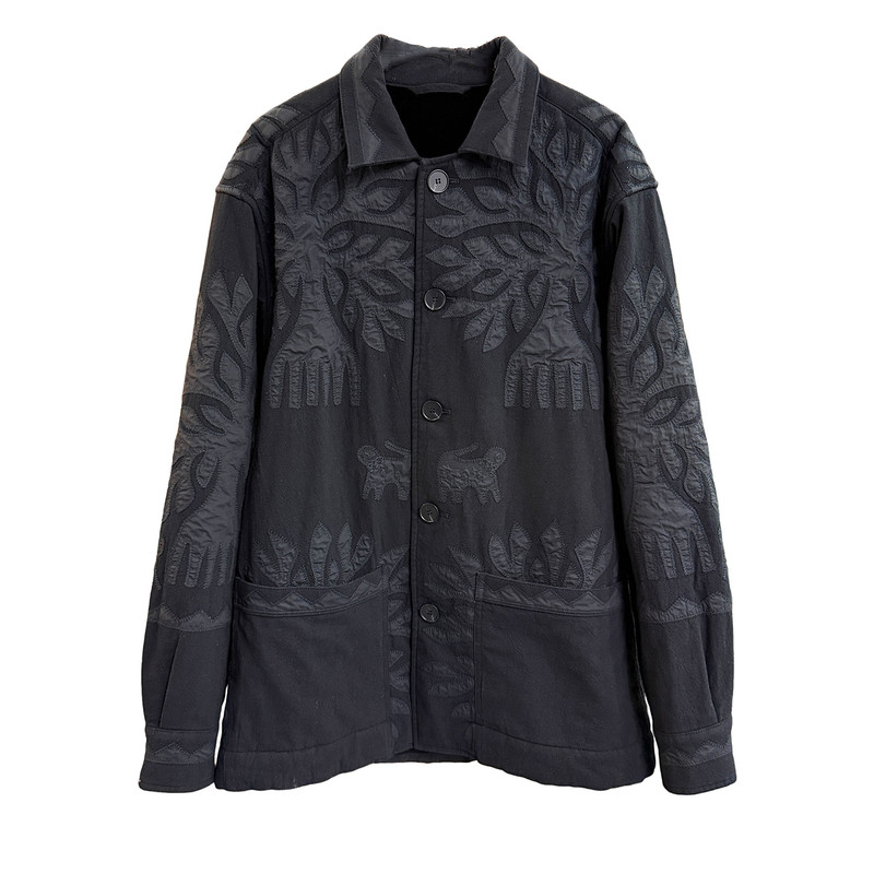 重工贴布绣花宽松翻领棉服外套