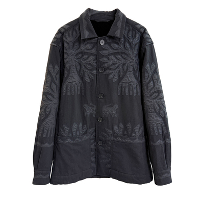 重工贴布绣花宽松翻领棉服外套
