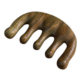 五经按摩梳天然绿檀木梳子檀香宽大齿防静电男女专用不上漆可盘玩