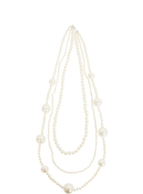 新款多层叠戴珍珠项链女士中长款配裙子颈链三层毛衣链卫衣链035