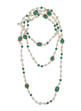 时尚珍珠长款毛衣链水晶气质百搭复古优雅精致通勤连衣裙项链配饰