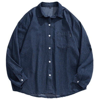 牛仔衬衫长袖外套宽松上衣开衫