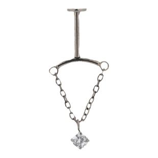 钛合金F136通体医学钛合金免摘取耳骨钉立体恶魔竖吊坠耳钉简约锆