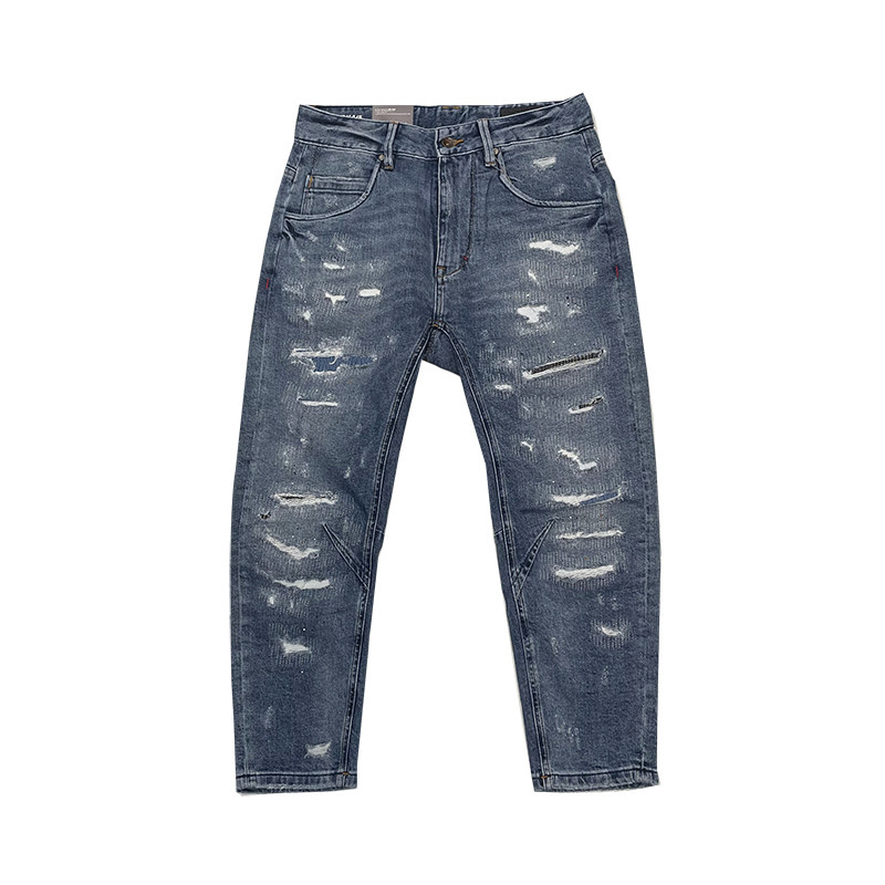 ABLE，JEANS男破洞立体牛仔裤