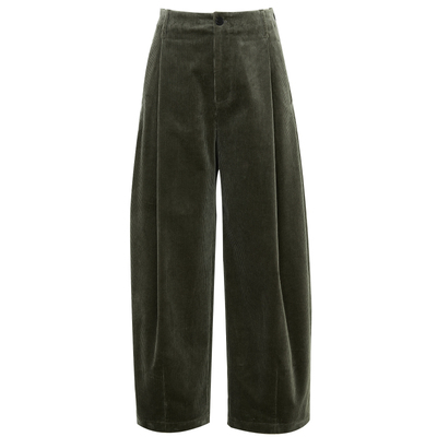 夏莫卡灯芯绒弧形九分裤