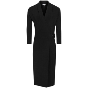 REISS连衣裙针织裙包臀H型修身黑色酒红腰带优雅通勤束腰百搭气质