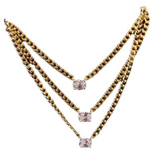 18k金黄金古巴链项链女 单钻 泡泡20分钻石异形钻蛋形锁骨链套链