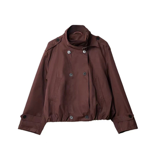 LeoMami孕妇装春秋休闲花苞袖廓形夹克外穿时尚宽松风衣短款外套