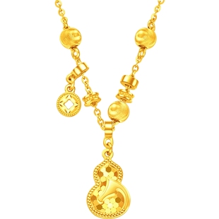 【新年礼物】周大福马年生肖马上有钱福字黄金项链男款EOF1677