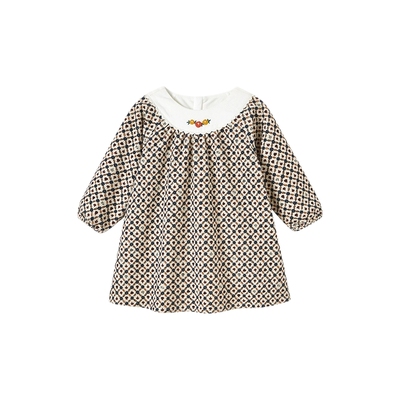 【商场同款】英氏女童连衣裙秋冬宝宝长袖碎花裙保暖灯芯绒裙子