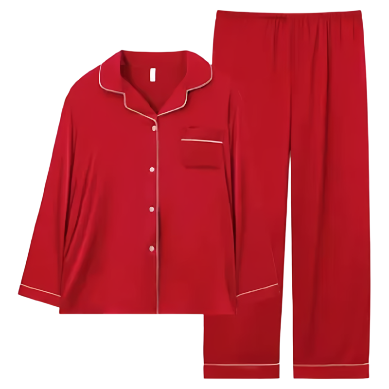 新品22姆米长袖长裤真丝情侣睡衣套装男女款桑蚕丝绸家居服可外穿