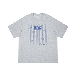 【Endweep官方店】竖条字母涂鸦短袖T恤夏季宽松美式潮流情侣上衣