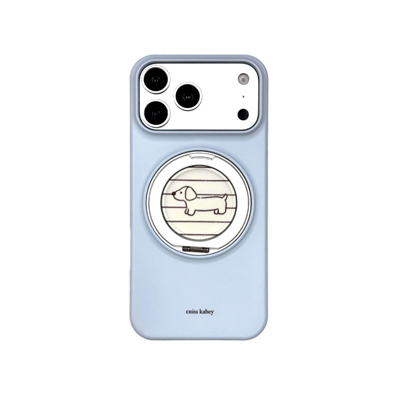 轻派ins日韩可爱线条腊肠狗18适用苹果17promax支点支架手机壳iphone16pro新款15pro女韩国简约菲林半包硬壳