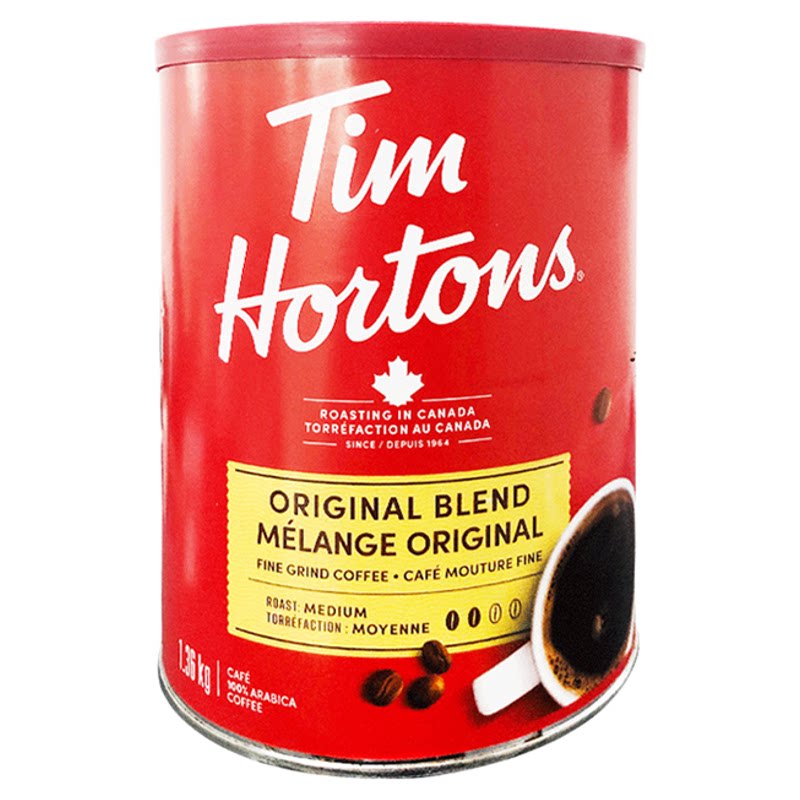 加拿大Tim Hortons咖啡粉非速溶中度烘焙手冲泡过滤1.36kg大罐装