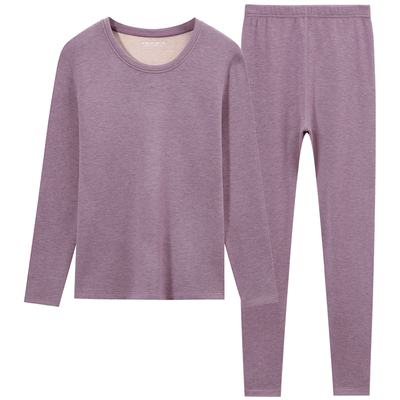 女加绒加厚德绒发热保暖内衣套装