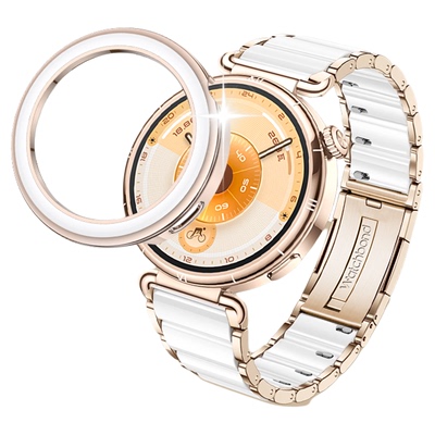 适用华为GT6陶瓷手表带PC镂空半包陶瓷白GT5保护壳watchgt4运动18mm智能手表马鞍棕秒变5pro流光紫保护套