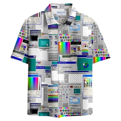 印花对襟系扣衬衣Color blocked printed single breasted shirt