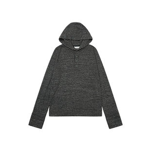 sameuoo散养文化「朋野」亚麻混纺连帽长袖t恤 竹节纹理打底上衣