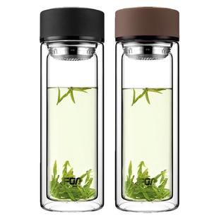 富光玻璃杯男女商务泡茶水杯茶水分离双层玻璃茶杯定制刻字送礼杯