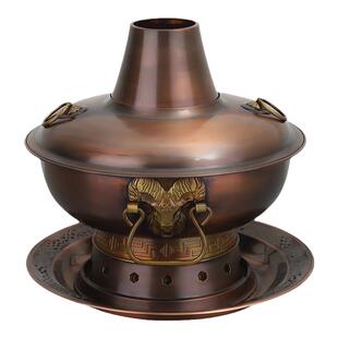 升级领头羊木炭铜火锅纯铜铜火锅家用紫铜火锅专用锅北京涮羊肉锅