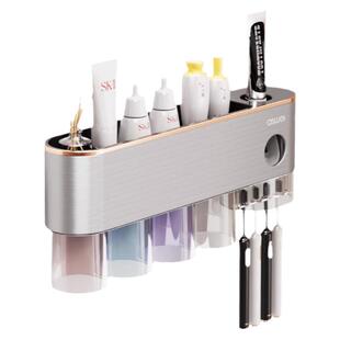 不锈钢牙刷置物架刷牙漱口杯牙具壁挂式免打孔挂墙架子牙缸盒挂架