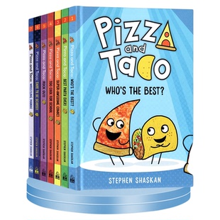 披萨饼与玉米片9册 英文原版漫画 Pizza and Taco Wrestling Mani 图画搞笑小说图象式初级章节书英语桥梁书精装版1 2 3 4 5 6 7 8