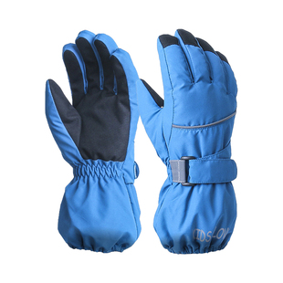 冬季儿童户外加厚保暖骑行男童玩雪五指防水防风女童加绒滑雪手套
