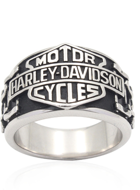 复古哈雷摩托机车戒指男纯银
