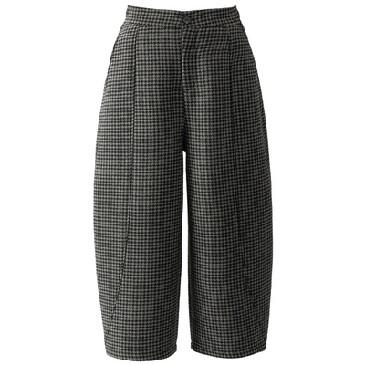 春四季加绒格子裤阔腿裤女小个子