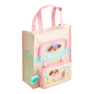 小学生手提袋拎书补习袋大容量帆布美术袋可拆卸初中生书本作业试卷a4文件夹收纳袋资料袋男孩儿童女生补课包