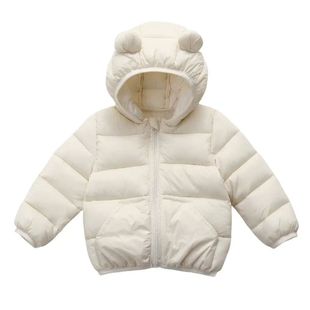 女童白色短款羽绒服男童2025新款冬轻薄儿童百搭棉服修身连帽外套