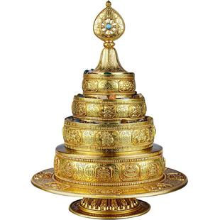 藏村全铜供曼扎盘修盘仿尼泊尔曼达盘八吉祥居家用曼茶罗盘摆件