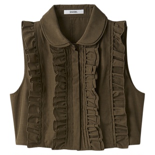 SNIDEL2025秋冬新品甜美翻领荷叶边小飞袖衬衫短上衣SWFB254124