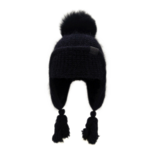 冰岛安哥拉兔毛护耳针织帽子女秋冬保暖大头围狐狸毛球毛线帽冷帽