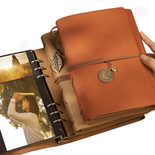 复古情侣相册本手帐本旅行纪念册恋爱回忆录票据收集自粘贴式diy定制手工礼物自制照片书明信片收纳记录册