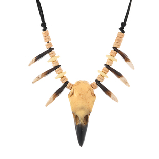 原创鹰鸟鸦髅狗牙项链复古小众乌鸦头骨吊坠民族部落男女个性配饰