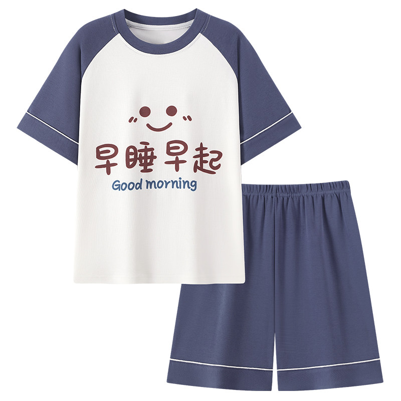 男款夏季纯棉短袖大码抗菌家居服