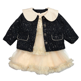 女童小香风套装连衣裙洋气时髦公主儿童秋冬季加绒新年裙子两件套