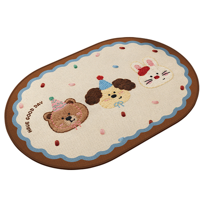 原生态亚麻编织浴室地垫秒吸速干