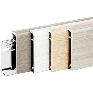 新款实木纹铝合金踢脚线竹木纤维地脚线5cm极窄不锈钢防水贴脚线