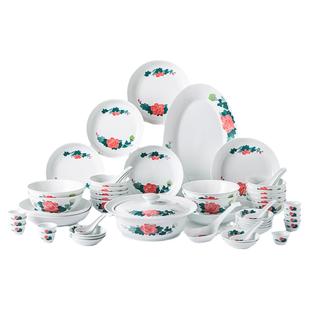 红官窑陶瓷中式饭碗餐盘碟子家用餐具醴陵釉下彩手绘瓷器芙蓉花开