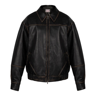 时尚休闲宽松皮夹卡复古短款皮衣